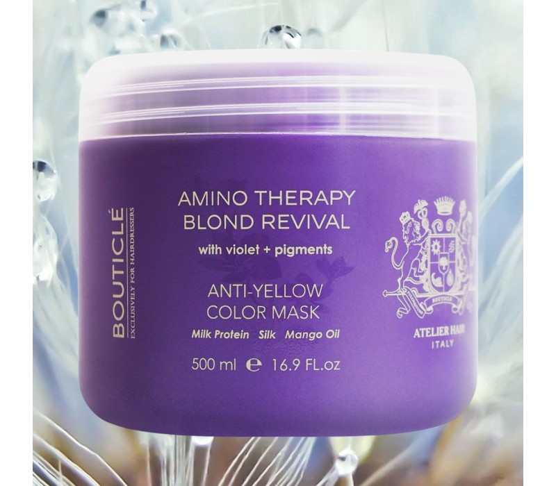 Bouticle Anti-Yellow Color Mask Восстанавливающая маска с анти-желтым эффектом для осветленных волос, 500ml