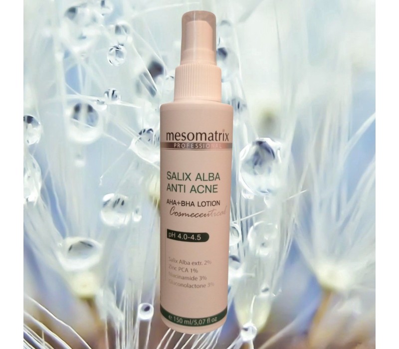 Mesomatrix SALIX ALBA ANTI ACNE AHA+BHA Салициловый лосьон для жирной проблемной кожи от акне, постакне, широких пор , 150 мл