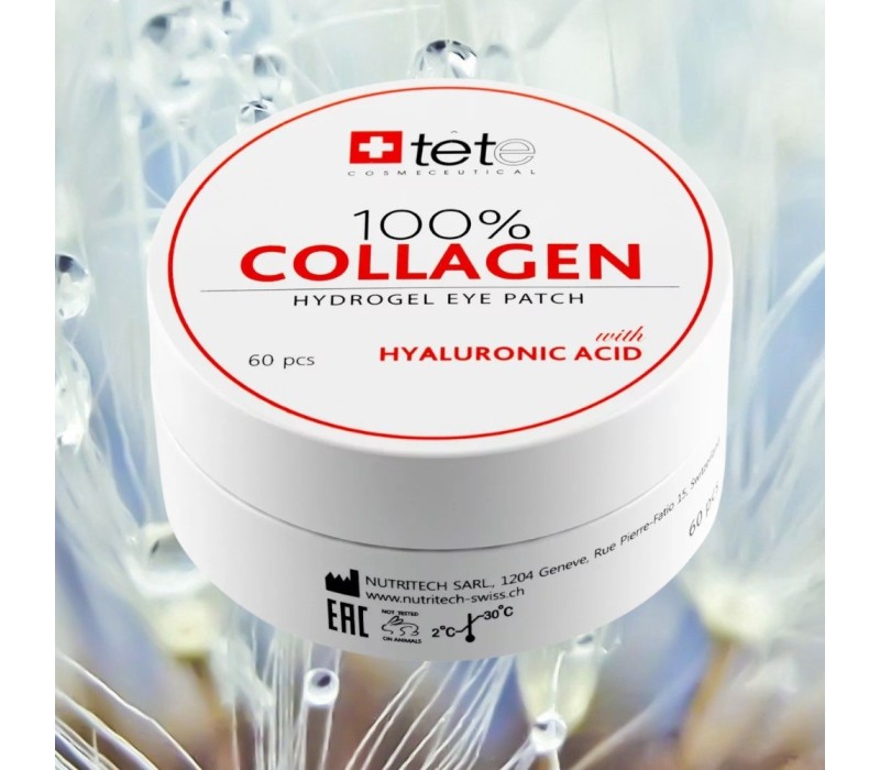 TeTe Cosmeceutical Коллагеновые патчи под глаза 100% Collagen Hydrogel Eye Patch, 60 шт.